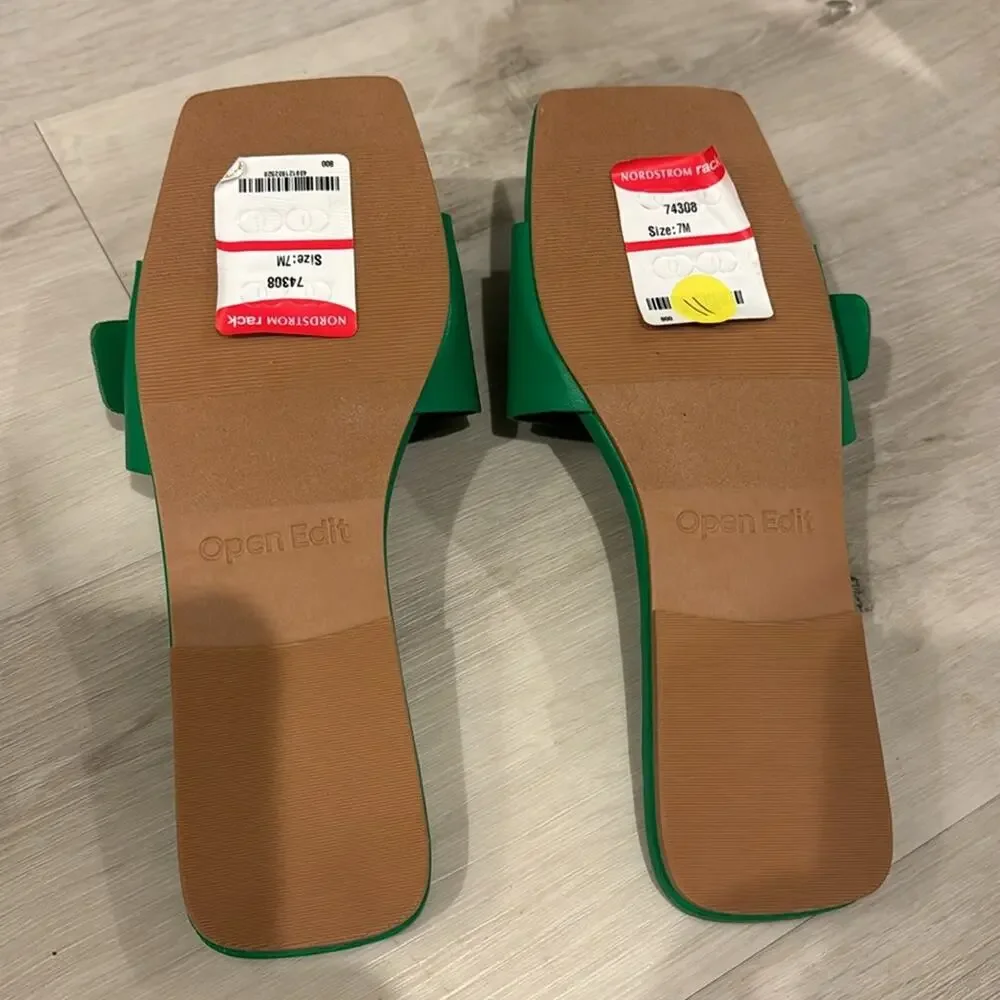 Open Edit Lely NWT Flat Sandals with Silver Buckle in Kelly Green. No Box - Picture 7 of 8